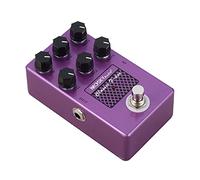 Pedal de efectos de guitarra de metal morado con simulación de altavoz, serie de 9 V, 115 x 65 x 36 mm, ecualizador activo, control de unidad, tono de amplificador de tubo