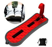 Pedal dobrável para Porta de Carro, NATGIC Alargado Degraus e Escadas para Caravanas Forma de U Pedal Multifuncional Pedal de la Puerta con Martelo de Segurança para SUV, RV (21.5cm, Rojo)