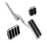 Pedal Embrague Freno Kit Universal Pedal Acelerador Aluminio Billet Para Coches Calle Para Hot Rods Para Ford ParaRat Rods Para Mopar SBC BBC. Negro/Plata(Negro)