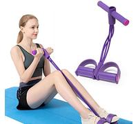 Pedal Resistance 4-Tube Pull Rope with Foot Pedal Abdominal Exerciser Equipment Fitness Equipment for Abdomen, Leg, Arm Stretching Slimming Training