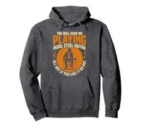 Pedal Steel Guitarrista Music Lover Instrumento Guitarra de Acero Sudadera con Capucha, Unisex para Adultos, Jaspeado Oscuro, M