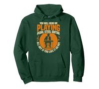 Pedal Steel Guitarrista Music Lover Instrumento Guitarra de Acero Sudadera con Capucha, Unisex para Adultos, Verde Bosque, XL