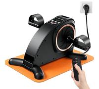 Pedaleador eléctrico para Mayores y Trabajadores, Mini Bicicleta estática con 24 velocidades, Modo automático y Manual, 12 Niveles de Resistencia, Pantalla LCD, Mando a Distancia y Correas para pies