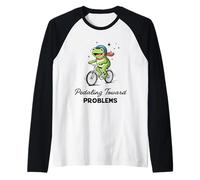 Pedaleando hacia Problemas Ciclista Rana Auto Sabotaje Meme Camiseta Manga Raglan