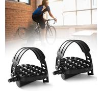 Pedales Bicicleta Estática con Correas,2 PCS Ajustables Pedales de Bicicleta de Repuesto,Pedales de Bicicleta estática con Correa Ajustable,Superficie Antideslizante Resistente