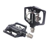Pedales Bicicleta Pedales automáticos MTB con autobloqueo, aleación de Aluminio CNC, rodamiento DU, Plataforma Plana Doble, Pedales for Bicicleta montaña
