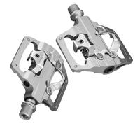 Pedales Bicicleta Pedales de Bicicleta Plataforma autoblocantes Doble Cara for montaña(M213 Silver)