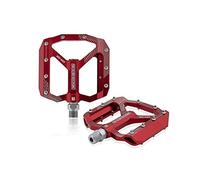 Pedales Bicicleta,Pedales MTB Utral Sellado Bicicleta de Pedales Pedales Cuerpo Aluminio for MTB Camino la 3 cojinete(Red)