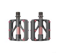 Pedales de aluminio de triple rodamiento compatibles con la mayoría de bicicletas de carretera y montaña para una colocación estable del pie (negro morado)