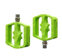 Pedales de aluminio diseñados con precisión con plataforma de plástico ampliada para bicicletas de montaña con roscas de manivela estándar de 9/16 pulgadas (pedalplástico verde)
