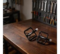 Pedales de aluminio para bicicletas con rodamientos dobles DU de agarre antideslizante y plataforma ancha para uso en ciclismo de montaña y carretera (negro)