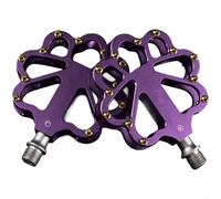 Pedales de bicicleta, 1 par de plataforma antideslizante de aleación de aluminio con 3 rodamientos sellados, diseño hueco ligero para ciclismo MTB de carretera (pruple)