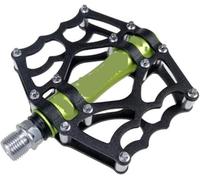 Pedales de Bicicleta, Bicycle Platform Pedals 3 Bearings 12 Pins Aluminum Alloy Multicolor(Black Green)