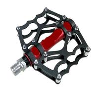 Pedales de Bicicleta, Bicycle Platform Pedals 3 Bearings 12 Pins Aluminum Alloy Multicolor(Black Red)