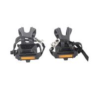 Pedales de Bicicleta CHEOTIME con calapiés y Correas, Ligeros, de Nailon, Planos, para Bicicleta de montaña y Carretera, con Eje de 14 mm, Accesorios para Bicicletas de Carretera