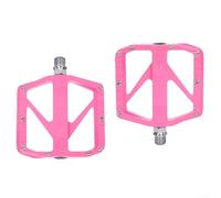 Pedales de bicicleta de aleación de aluminio con 4 rodamientos y clavos antideslizantes de doble cara diseñados para bicicletas de carretera y montaña para mejorar la eficiencia de conducción (rosa)