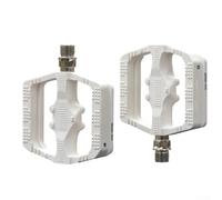 Pedales de bicicleta de aleación de aluminio con rodamientos sellados y cara de plástico ampliada para carretera de montaña para bicicletas híbridas, diseño antideslizante negro (pedalplástico blanco)