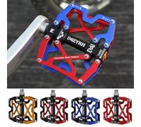 Pedales de bicicleta de aleación de aluminio, plataforma plana antideslizante de 3 rodamientos con lubricación sellada, eje de 9/16 pulgadas para MTB Road