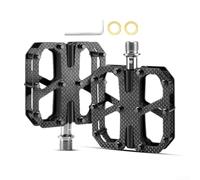 Pedales de bicicleta de fibra de carbono T700 con 3 rodamientos, pedales planos ligeros MTB Road Planos, diseño antideslizante de doble cara para ciclismo de montaña (negro)