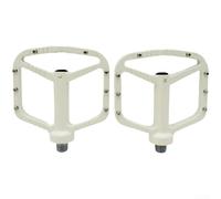 Pedales de bicicleta de montaña con marco de aleación de aluminio reforzado, eje de acero cromado, rodamientos de bolas dobles y pasadores antideslizantes para evitar el deslizamiento del pie (blanco)