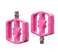 Pedales de bicicleta de montaña de aleación de aluminio con sistema de rodamiento suave y plástico ampliado para superficie para una base segura en sombra blanca (pedalplástico rosa)