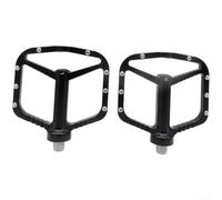 Pedales de bicicleta de montaña de aleación de aluminio reforzado con eje de acero cromado y rodamientos de bolas dobles con pasadores antideslizantes para asegurar la colocación del pie (negro)