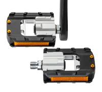 Pedales de bicicleta de montaña, juego de 2 pedales plegables de 14 mm, bandas reflectantes, antideslizantes para bicicleta de grava y senderismo de larga distancia