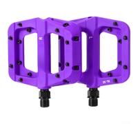 Pedales de bicicleta de montaña, plataforma plana de fibra de nailon con clavos antideslizantes para MTB para ciclismo de grava 12,6 cm (morado)