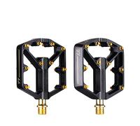 Pedales de bicicleta de oro Mountian 3 Rodamientos Plataforma de aleación de aluminio Agarre ajustable Pedales MTB Accesorios de bicicleta