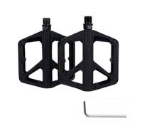 Pedales de bicicleta de rosca de 9/16 pulgadas construidos con nailon y fibra de vidrio con rodamientos dobles DU sellados y diseño de placa ancha para una mayor estabilidad y control (negro)