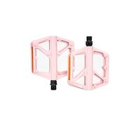 Pedales de Bicicleta montaña Nailon con Placa Reflectante, Banda Rodadura ensanchada y Clavos Antideslizantes(Light Pink)