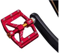Pedales de Bicicleta, Platform Bike Pedals 3 Sealed Bearings Aluminum Alloy Multicolor Size 4.7x4x3.1in Pair(Red)