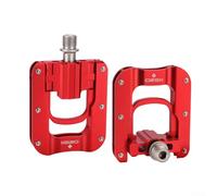 Pedales de bicicleta plegables de aleación de aluminio de 9/16 pulgadas con rodamientos sellados y 12 pines antideslizantes para uso de bicicleta plegable compatible con Brompton (rojo)