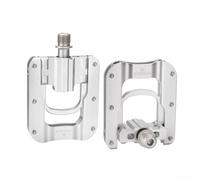 Pedales de bicicleta plegables de aleación de aluminio de 9/16 pulgadas con rodamientos sellados y 12 pines antideslizantes para uso de bicicleta plegable compatible con Brompton (plateado)