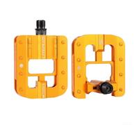Pedales de bicicleta plegables que ahorran espacio, hechos de aleación de aluminio resistente, equipados con diseño antideslizante y reflectores para mayor seguridad (dorado)