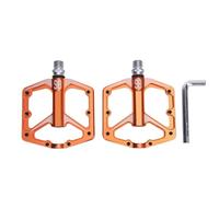 Pedales de Ciclismo, Juego de 1 Par, Aleación de Aluminio con 3 Rodamientos Sellados, Diseño Hueco Antideslizante para Montaña - Alta Durabilidad, Resistencia a la Corrosión, (Naranja)