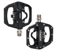 Pedales de clic planos y SPD, pedales de bicicleta de doble cara compatibles con Shimano SPD (2 agujeros), 9/16 pulgadas para bicicleta de montaña, trekking, ciudad y ciclismo en interiores