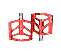 Pedales de Metal Aleación 3 Rodamientos Antideslizante de Aluminio Pedales Planos Pedales de Bicicleta de montaña Plataforma de Bicicleta Pedales Ligero Rojo para BMX Ciclismo Ligero