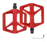 Pedales funcionales para bicicleta con plataforma ancha de nailon, pasadores antideslizantes de doble cara, tiras de seguridad reflectantes y rodamientos sellados (rojo)