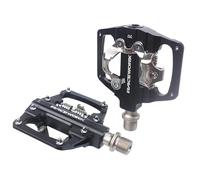 Pedales MTB Pedales automáticos MTB con autobloqueo, aleación de Aluminio CNC, rodamiento DU, Plataforma Plana Doble, Pedales for Bicicleta montaña(Noir)