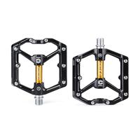 Pedales MTB Pedales Reflectantes MTB Pedal de Bicicleta Ultraligero Aluminio Rodamiento Sellado Plataforma Plana Antideslizante for Todo Tipo terrenos(Black Golden)