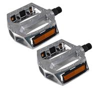 Pedales para Bicicleta BMX, Urbana y Clasica Retro Vintage con Bloque de Aluminio con Pinchos fijos en Ambos Lados y Antideslizantes, Eje de Acero y reflectores Desmontables 510500metal