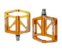 Pedales para bicicleta de metal ultraligeros para bicicleta de montaña de carreras 9/16 pulgadas aleación de aluminio MTB con 3 barras selladas antideslizantes para trekking plataforma color dorado