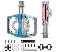 Pedales para Bicicleta de montaña compatibles con calas Shimano SPD - Pedales de Doble Cara Plataforma y automáticos, Pedales de Plataforma de 9/16” y automáticos para Carretera, MTB (Multicolor)