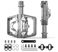 Pedales para Bicicleta de montaña compatibles con calas Shimano SPD - Pedales de Doble Cara Plataforma y automáticos, Pedales de Plataforma de 9/16” y automáticos para Carretera, MTB (Titanio)