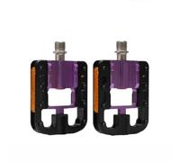 Pedales plegables para bicicleta, con 3 rodamientos con estructura de triple eslabón, tacos antideslizantes, para bicicletas Brompton y Touring (negro-morado)