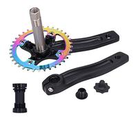 Pedalier de de aleación de aluminio ligero, pedalier de una sola velocidad con brazos de manivela CNC, amplia compatibilidad para ciclistas de todos los terrenos. (Negra)