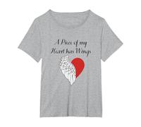 Pedazo De Mi Corazón En El Cielo Parte De Mi Corazón Vive En El Cielo Camiseta, Mujer Tallas Grandes, Gris Jaspeado, 6XL Grande