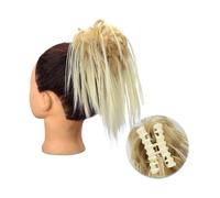 Pedazo de pelo moño Extensiones de cabello de moño desordenado con Clip de garra sintética, moño esponjoso, moño de pelo rubio negro, postizo Natural falso for mujer Pedazo de pelo moño(22H613)