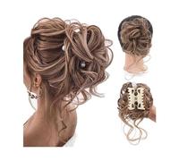 Pedazo de pelo moño Extensiones de cabello Updo despeinadas con moño desordenado y bandas elásticas for el cabello, moño de pelo rizado for mujeres y niñas Pedazo de pelo moño(Q10 12H24)